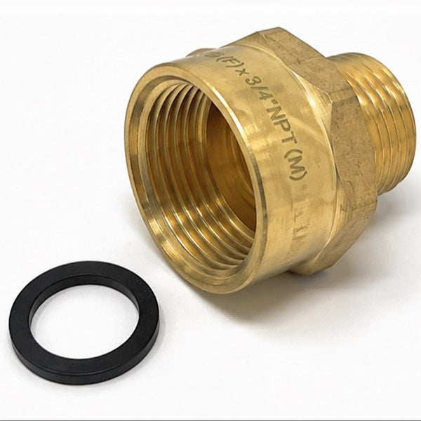 Brass G thread to NPT thread adapter with included washer