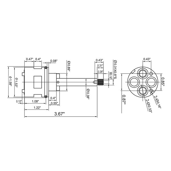 2-Way Diverter Dimensions