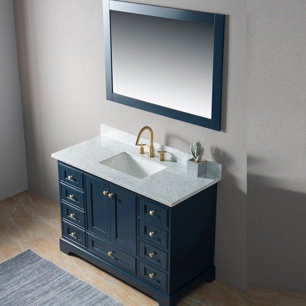 Cascada Arizona 48 inch freestanding bathroom vanity with White Carrara marble top