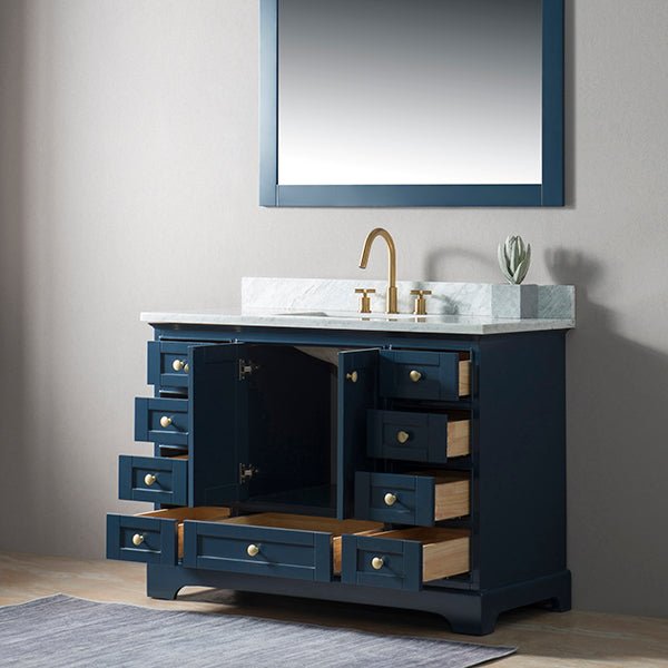 Arizona bathroom vanity drawers and doors open showing storage
