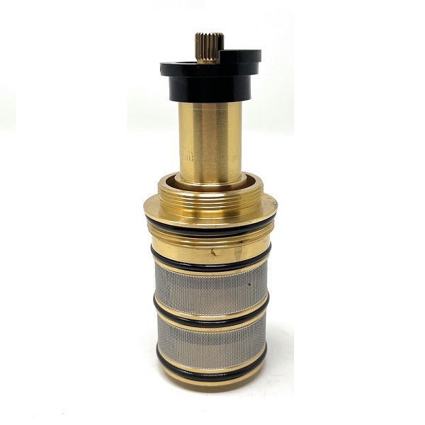 Close-up of golden Cascada C-Type thermostatic cartridge — part number CSCAFX042YS