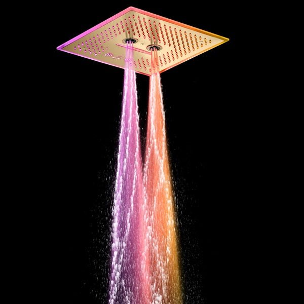 Cascada Davos 16" Brushed Gold LED Music Shower System - Cascada Showers
