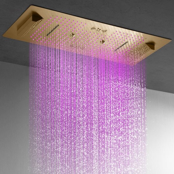 Cascada Verona 16"x36" Brushed Gold Music LED Digital Shower System - Cascada Showers