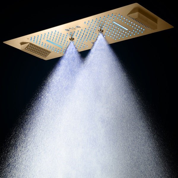 Cascada Verona 16"x36" Brushed Gold Music LED Digital Shower System - Cascada Showers