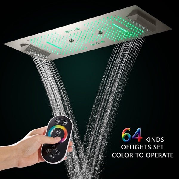 Cascada Verona 16"x36" Brushed Nickel Music LED Digital Shower System - Cascada Showers