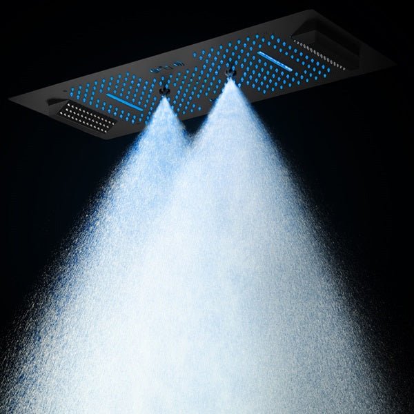 Cascada Verona 16"x36" Matte Black Music LED Shower System - Cascada Showers