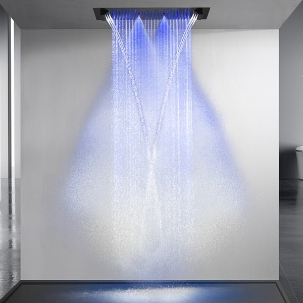 Cascada Verona 16"x36" Matte Black Music LED Shower System - Cascada Showers