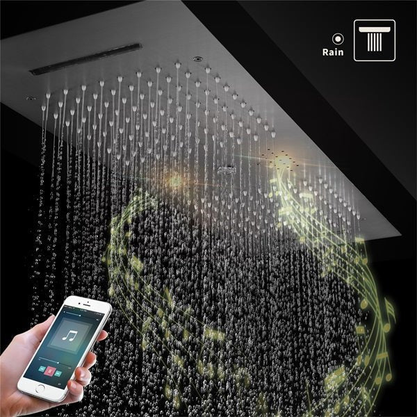 Cascada Victoria 12"x36" Matte Black LED Bluetooth Shower System - Cascada Showers