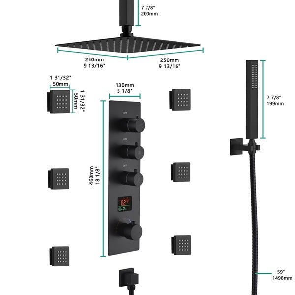 10" Thermostatic Digital Shower System By Cascada Showers - Cascada Showers
