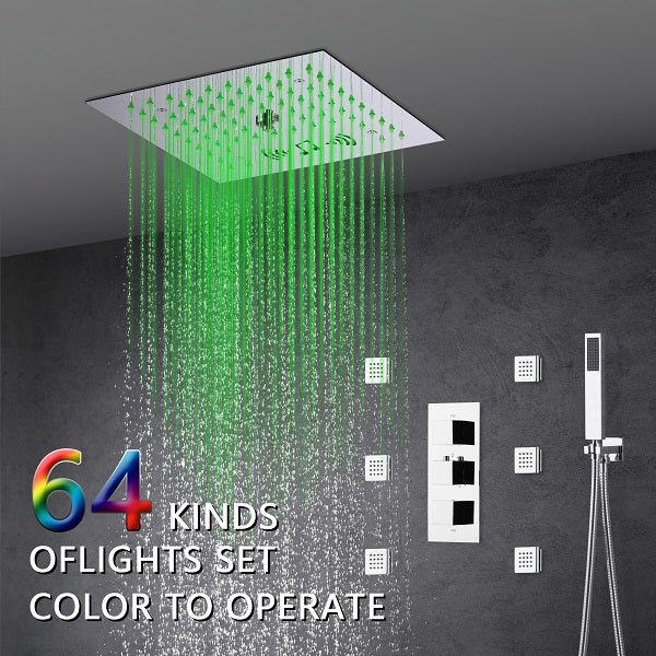 Chrome thermostatic valve with three control knobs for Cascada shower system