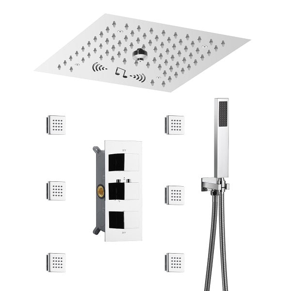 Cascada body jets and handheld shower running simultaneously with thermostatic control