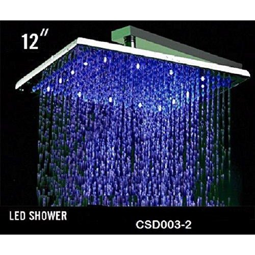 Modern bathroom shower with LED rainfall shower head installed