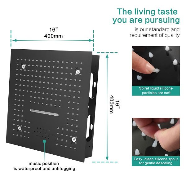 16" Siena Digital Rainfall LED Shower System By Cascada Showers - Cascada Showers