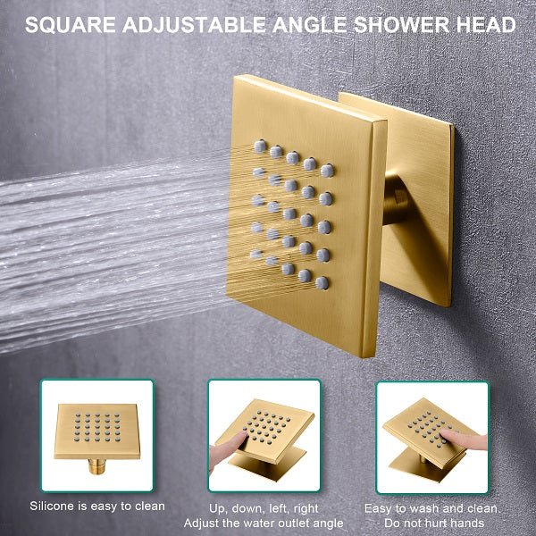 Cascada Luxury 16βx28β Music LED shower system with built-in Bluetooth Speakers, 5 functions (Rain, Waterfall, Mist Outlet, Body Jet & Hand Shower) & Remote Control 64 Color Lights cascada system LED bluetooth shower head speaker hot cold music rain rainfall musical lights showerhead body spray jet waterfall misty ceiling mounted handheld high pressure multicolor holder thermostatic chrome oil rubbed bronze mixer remote control