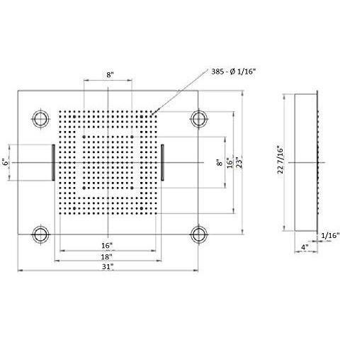 23x31 LED shower system showing soft rain curtain water pattern