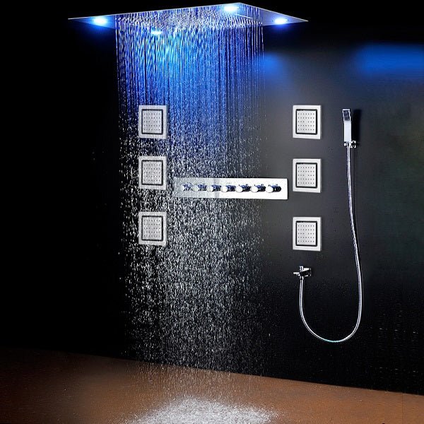 23"x31" Luxurious Classic Design recessed waterfall & rainfall LED shower system β 7 mode - Cascada Showers
