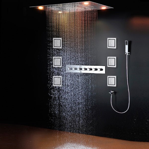 Handheld shower with holder and hose from Cascada LED shower system