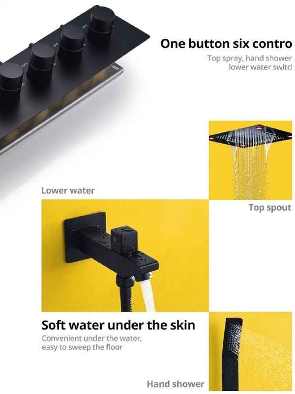23"x31" Luxurious Classic Design waterfall & rainfall LED shower system β 6 mode - Cascada Showers