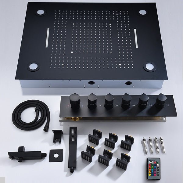 23"x31" Luxurious Classic Design waterfall & rainfall LED shower system β 6 mode - Cascada Showers