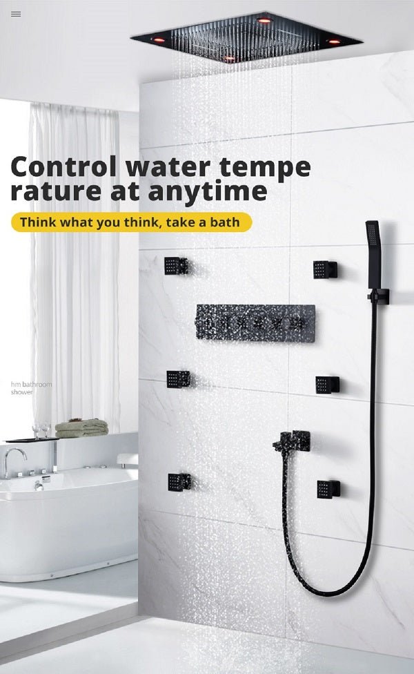 23"x31" Luxurious Classic Design waterfall & rainfall LED shower system β 6 mode - Cascada Showers