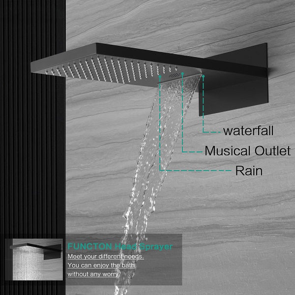 9"x22β Music LED shower system - Cascada Showers