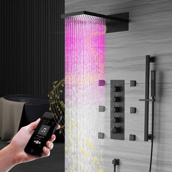 9"x22β Music LED shower system - Cascada Showers