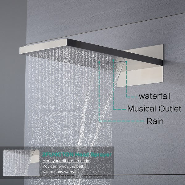 9"x22” Music LED shower system with built-in Bluetooth Speaker - Cascada Showers
