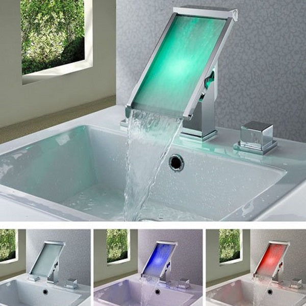 LED Waterfall Bathroom Sink Faucet