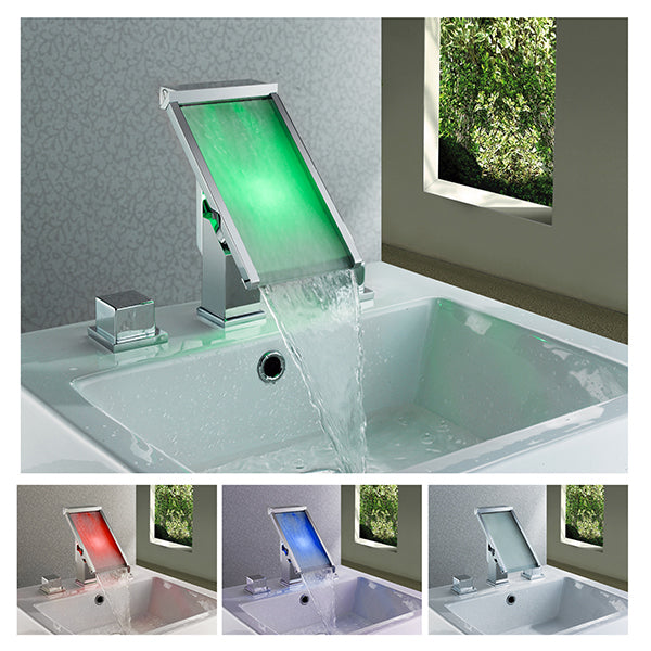 LED Waterfall Bathroom Sink Faucet