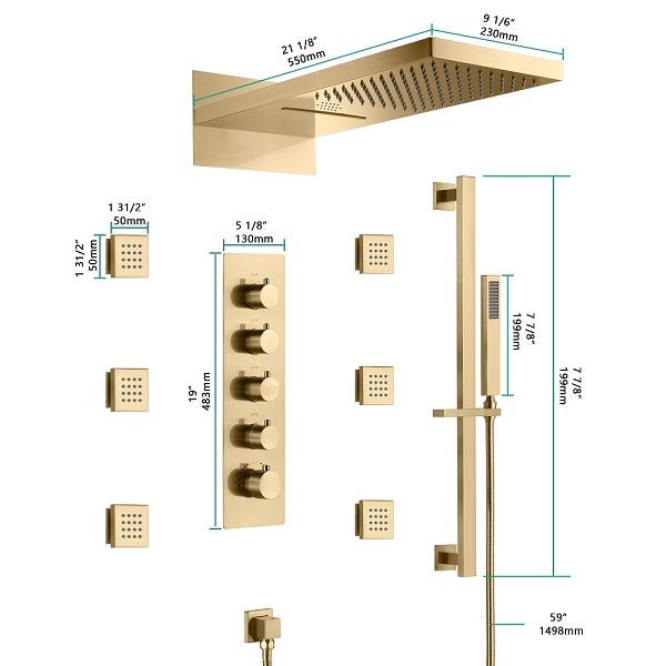 Cascada Capri 9"x22” Music LED shower system - Cascada Showers