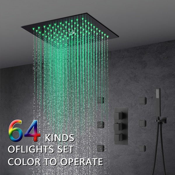 Cascada body jets and rainfall function running simultaneously with thermostatic control