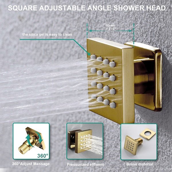 Cascada Luxury 15"x23” Music LED shower system with built-in Bluetooth Speakers,5 function (Rainfall,Waterfall,Misty,body jets & HandShower) & Remote Control 64 Color Lights cascada system LED bluetooth shower head speaker hot cold music rain rainfall musical light showerhead body spray jet waterfall misty ceiling mounted handheld high pressure thermostatic mixer holder black matte chrome oil rubbed bronze remote control