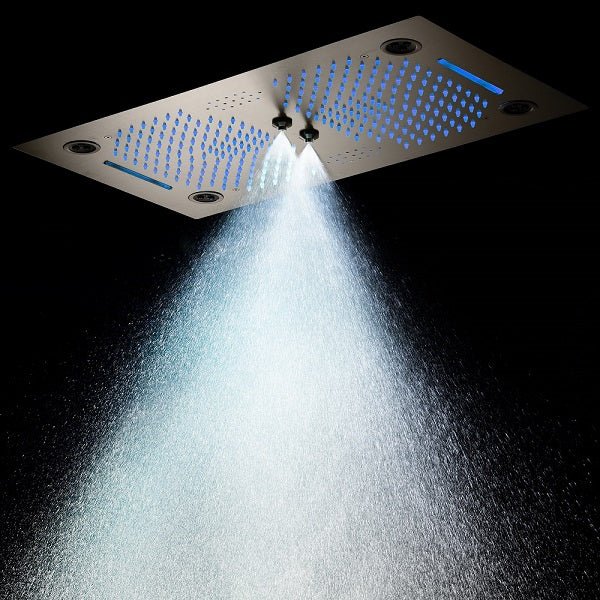 Cascada Pisa 16"x28" Brushed Nickel Music LED Showerhead - Cascada Showers