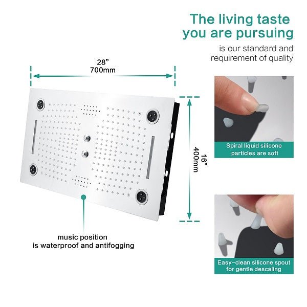 Cascada Pisa 16"x28" Music LED Shower System - Cascada Showers