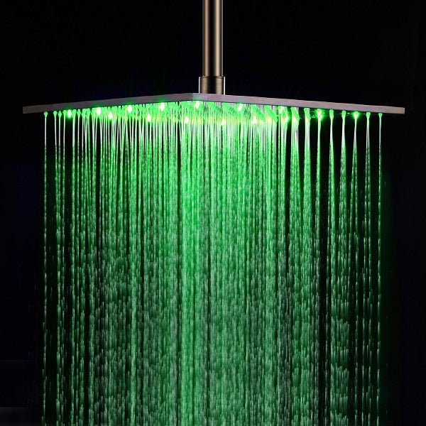 Cascada Tuscany 16" Luxury Bathroom Shower Set with LED Rainfall Shower Head, 6 Massage Jets, and Thermostatic Control - Cascada Showers