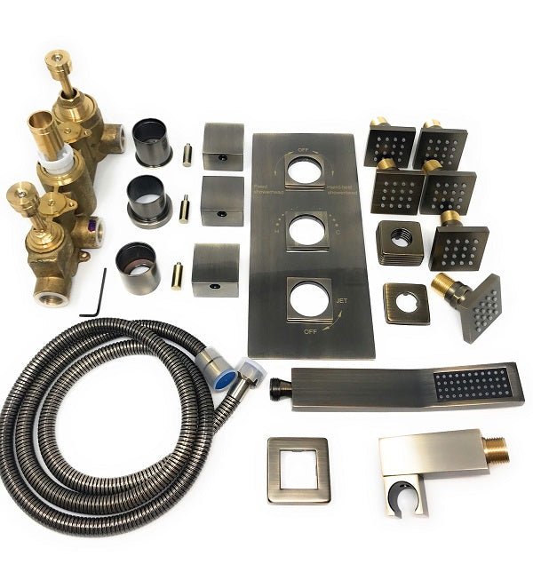 Cascada Tuscany 24" Shower System: Immersive LED Rainfall, Massage, Thermostatic - Cascada Showers
