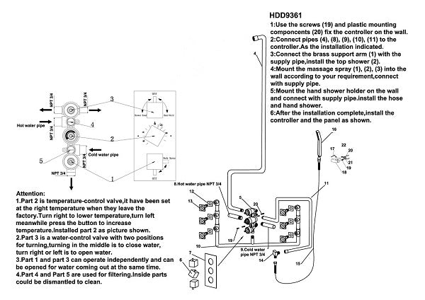 Cascada Tuscany 24" Shower System: Immersive LED Rainfall, Massage, Thermostatic - Cascada Showers