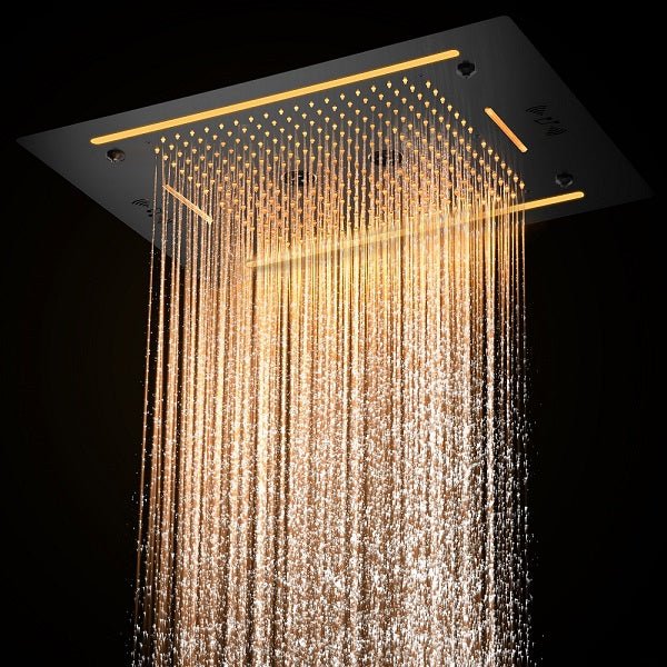 Cascada Venice 23"x31" Matte Black Music LED Showerhead - Cascada Showers