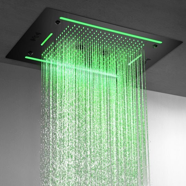 Cascada Venice 23"x31" Matte Black Music LED Showerhead - Cascada Showers
