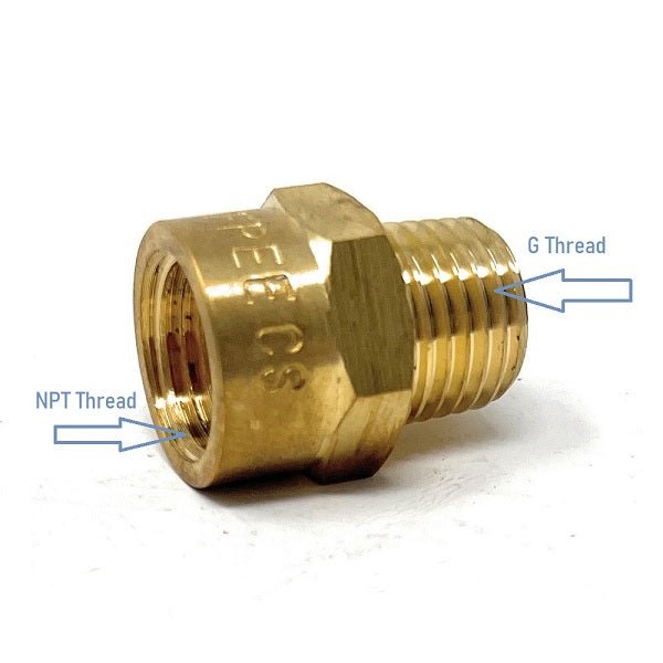 G Thread (Metric BSPP) Male to NPT Female Adapter - Lead-Free (1/4" x 1/4") - Cascada Showers