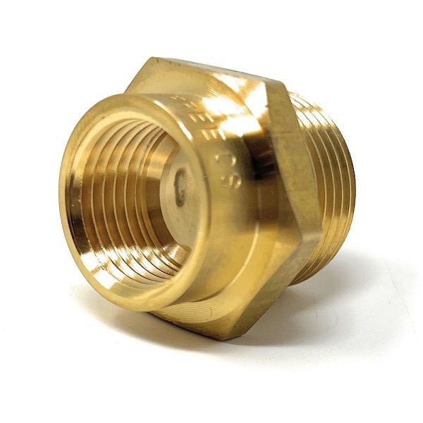G Thread (Metric BSPP) Male to NPT Female Adapter - Lead Free (3/4" x 1/2") - Cascada Showers. bspp to npt adapter, 3/4 male to 1/2 female reducer, 1/2 male to 3/4 female adapter, 3/4 male to 1/2 female adapter, 3/4 female to 1/2 male reducer, 1/2 female to 3/4 male adapter, 3/4 to 1/2 female adapter, g 3/4 to g 1/2 adapter, male bspp to female npt adapter, 3/4 to 1/2 adapter, 3/4 x 1/2 female adapter, 3/4 male to 1 inch female adapter, bspp to npt
