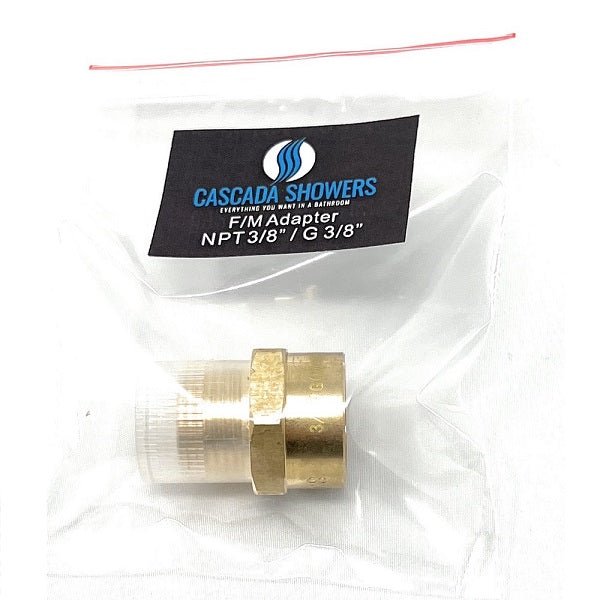 G Thread (Metric BSPP) Male to NPT Female Adapter - Lead-Free (3/8" x 3/8") - Cascada Showers