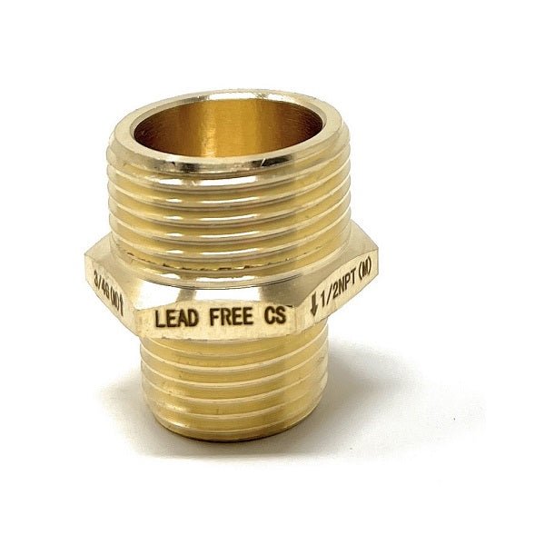 G Thread (Metric BSPP) Male to NPT Male Lead-Free Adapter (3/4" x 1/2") - Cascada Showers