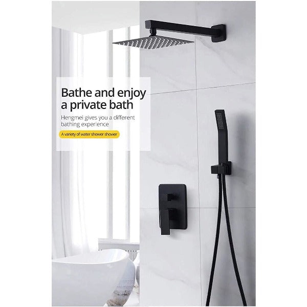 Cascada Luxury 10" Square Wall Mounted Shower System, Dual Handle shower head, thermostatic shower, rain shower, rain shower faucet, shower head sets for bathroom
