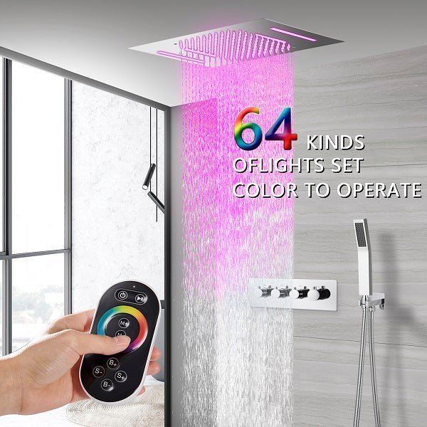 Cascada 15" x 23" Music LED Shower: Bluetooth, LED & Luxury Combined