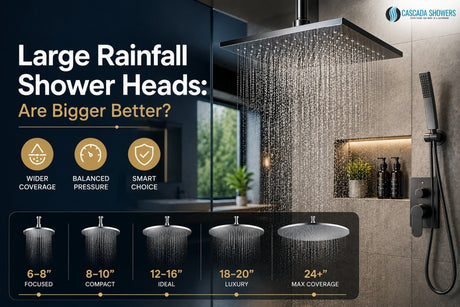 Large rainfall shower head guide