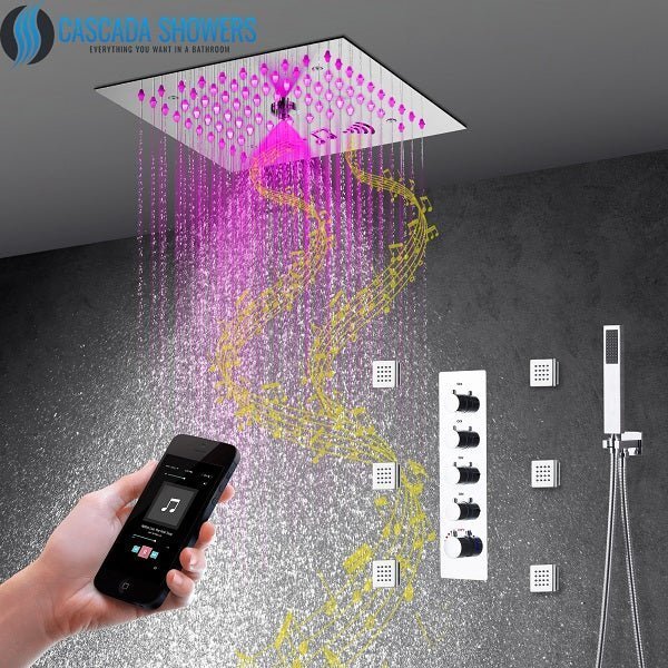The Cascada Luxury 12" Music LED Shower System: Sound, Color & Pure Luxury in One