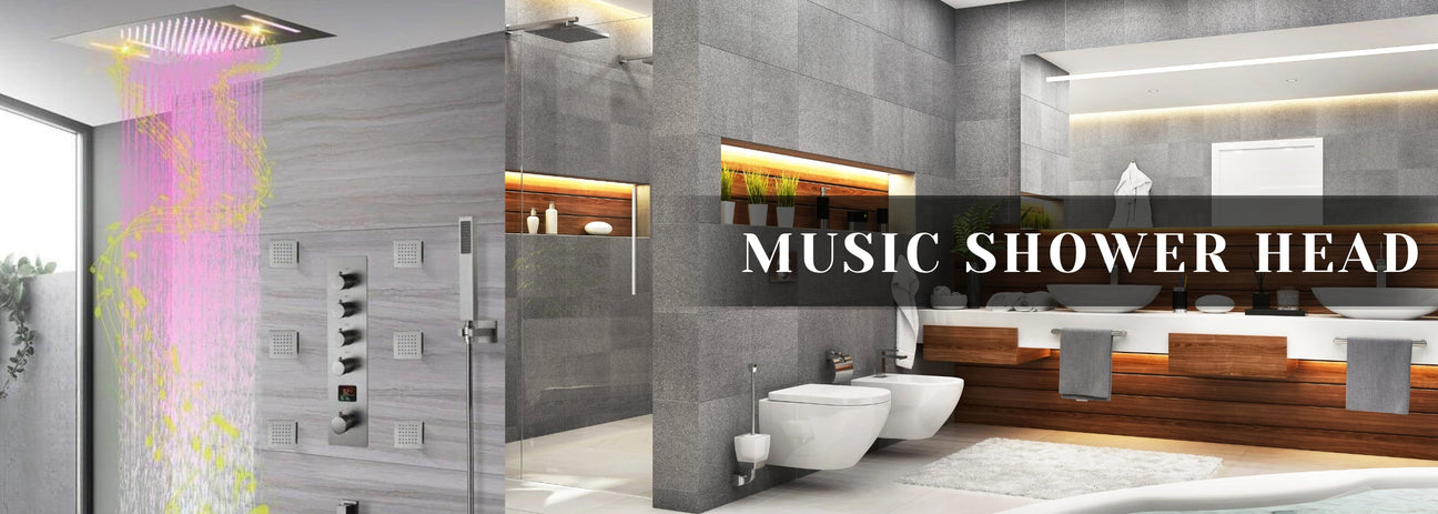 Bluetooth Shower Heads with Built-In Speaker &amp; LED Lights