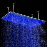 20"x40" Ceiling Mount Rainfall LED Shower Head, include Shower Arm - Cascada Showers