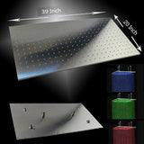 20"x40" Ceiling Mount Rainfall LED Shower Head, include Shower Arm - Cascada Showers
